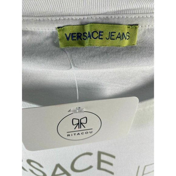 Versace Jeans Brand Print White T-Shirt - Picture 4 of 4
